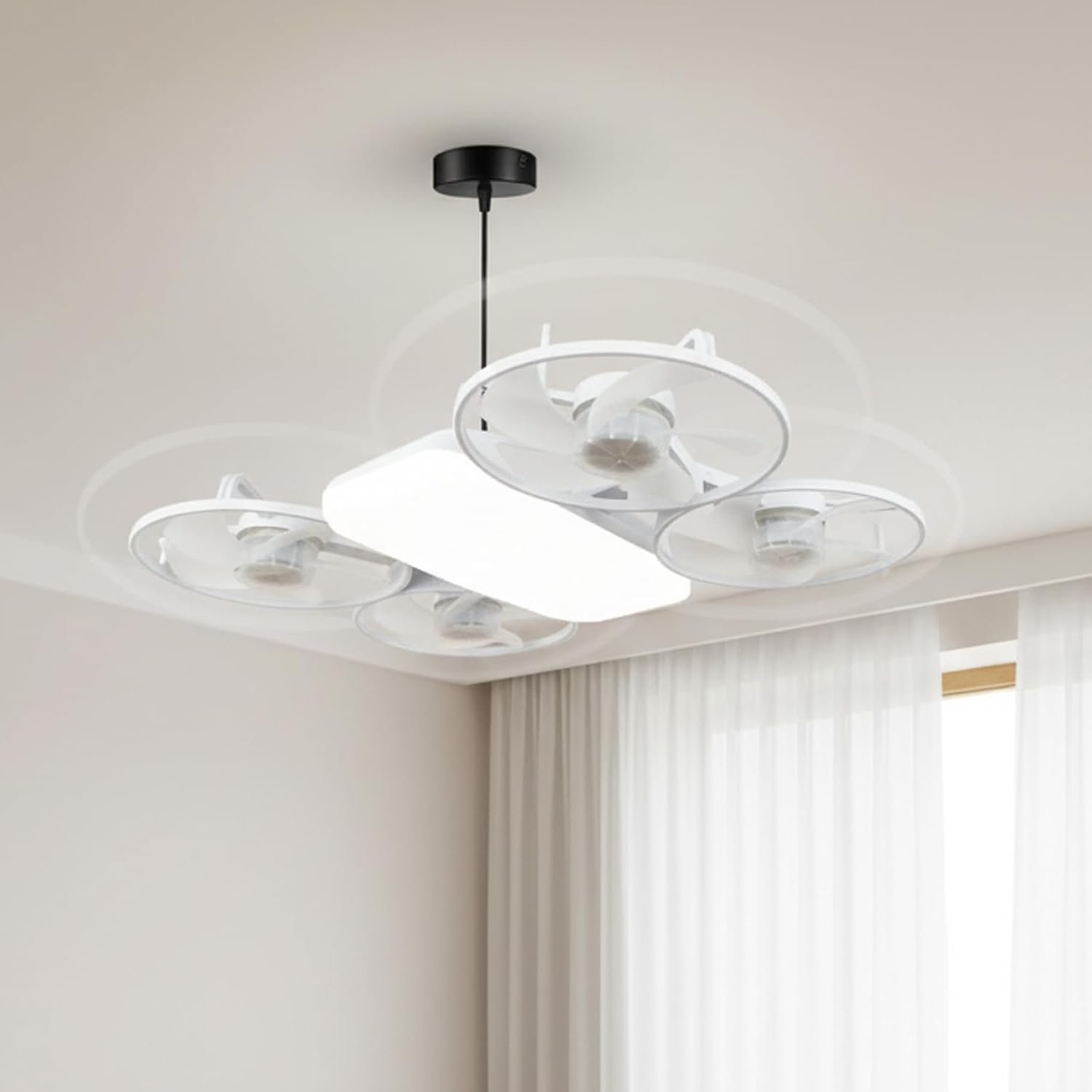 Smart Lighting Fan with Drone Design and Remote Control