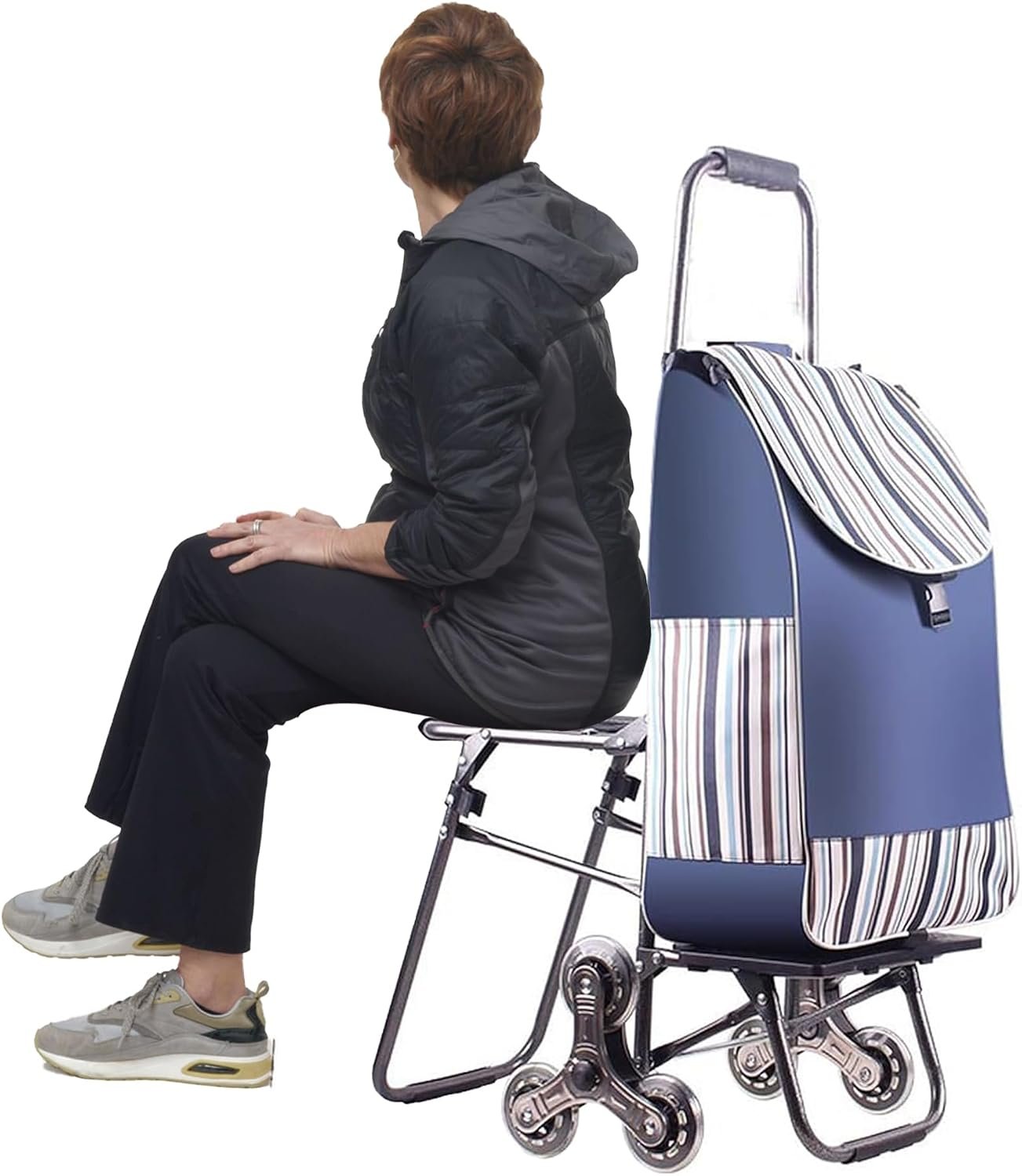 Portable Shopping Trolley Cart with Foldable Chair