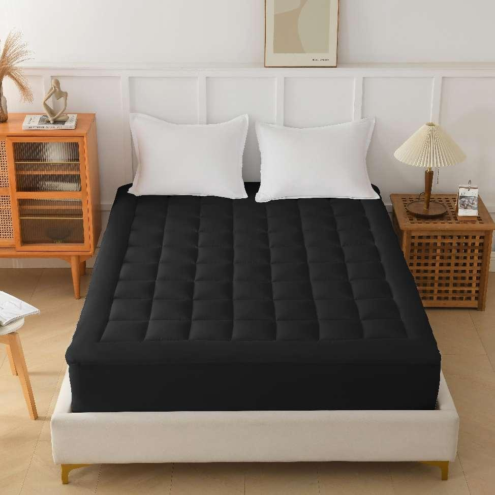 Bare Home Quilted Fitted Mattress Pad (Full XL, black)