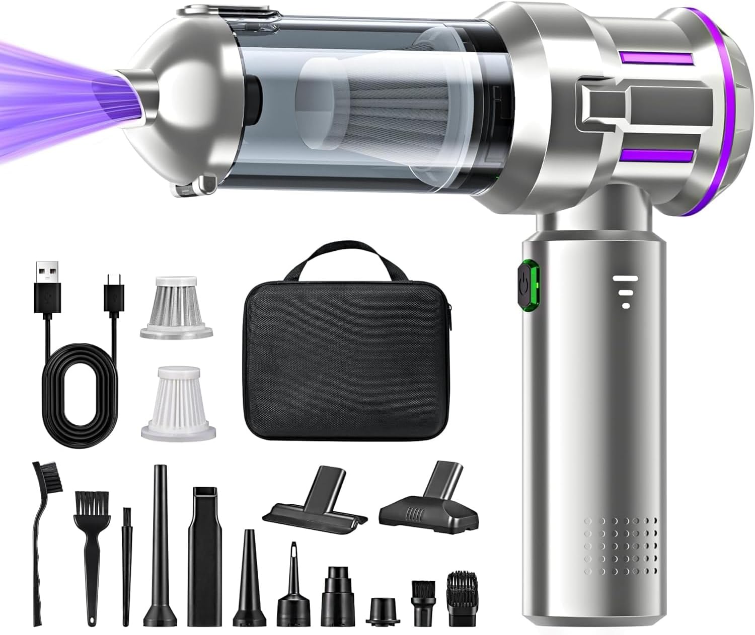 4-in-1 cordless handheld vacuum cleaner and compressed air duster