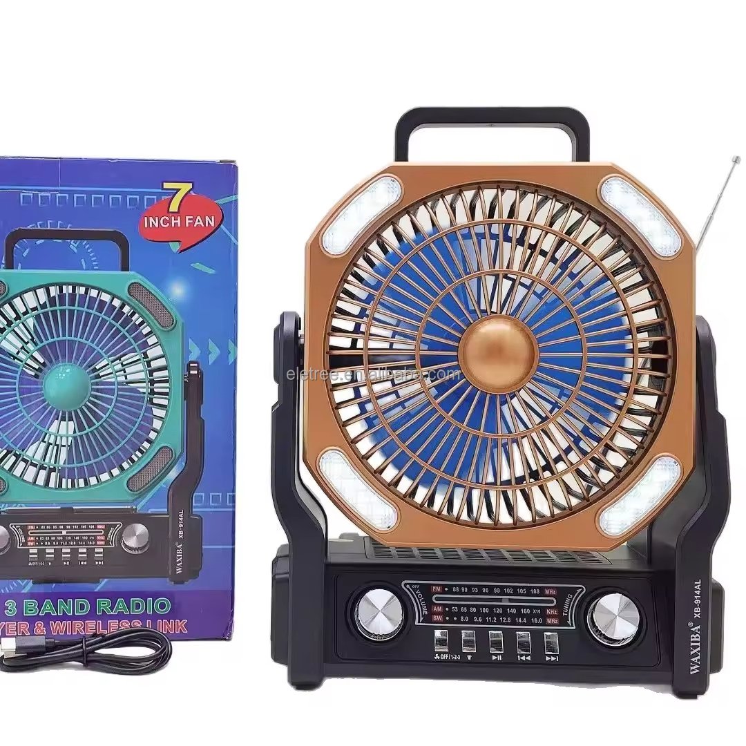 Solar radio with flashlight and fan