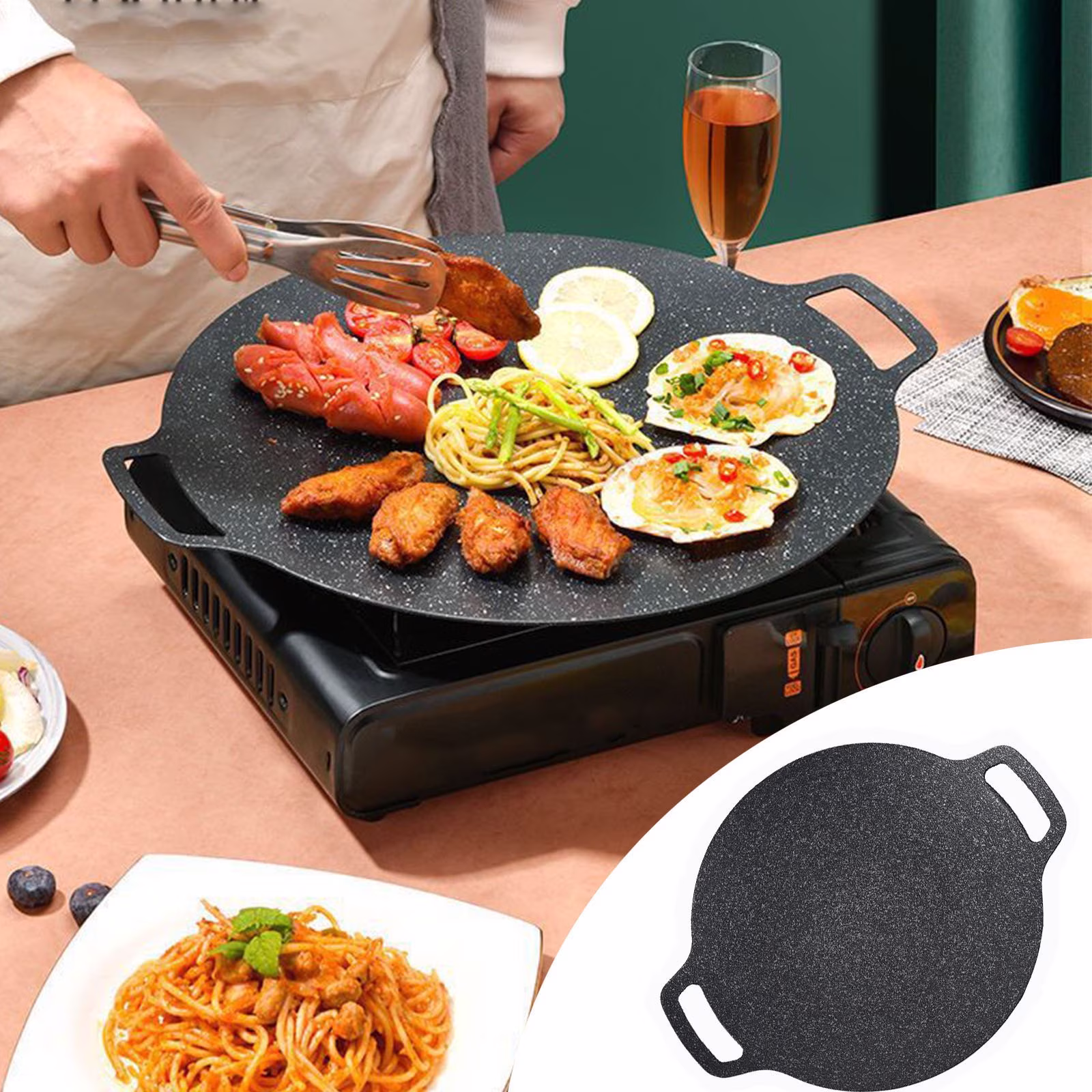 Korean BBQ Grill Pan, Nonstick Maifan Stone Griddle Pan