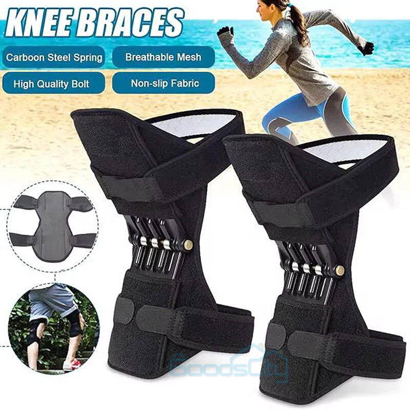 Knee Support Brace Pair with Spring Rebound Pad Design